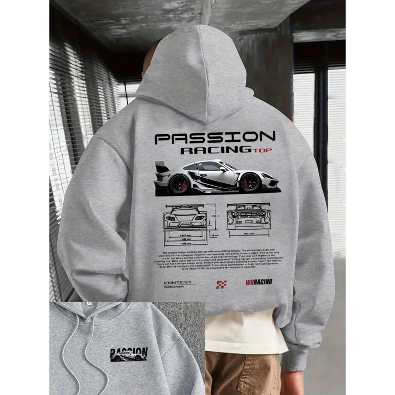Men's casual hoodie alphabet print loose fit - Temu Bahrain streetwear 22ss men clothing hoodies hoodie men one piece haikyuu