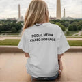 Social Media Killed Romance T Shirt Men/Women Aesthetic Letter Print T-Shirt Unisex High Quality Vintage Sand Cotton Tees Shirts